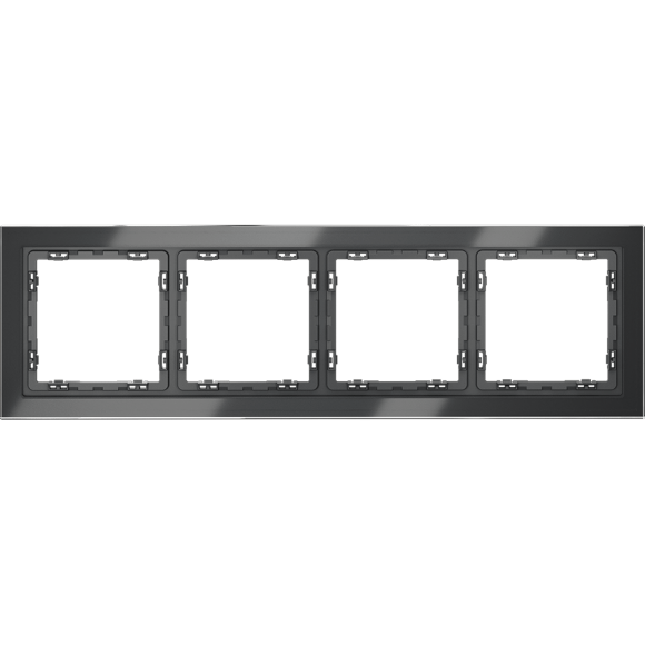 Рамка стеклянная VOLTUM S70 на 4 поста, (графит, стекло)