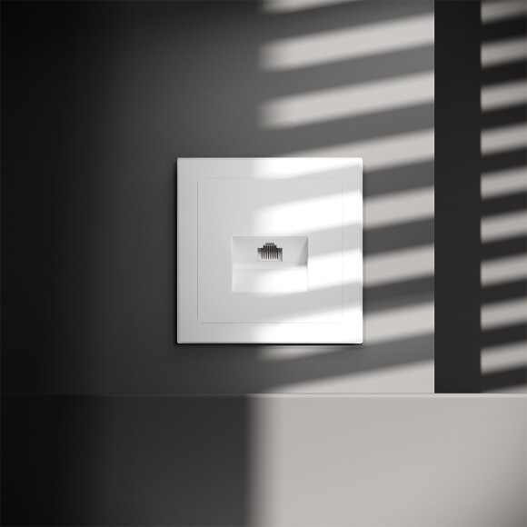 Розетка компьютерная встраиваемая VOLTUM S70 RJ45 кат.6, (белый матовый)