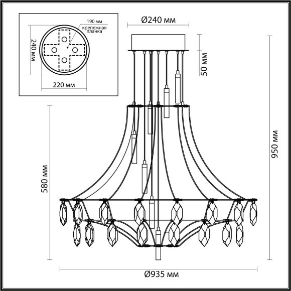 Потолочный светильник LED 51W 4000K Odeon Light FLAMENCO 6699/51CL