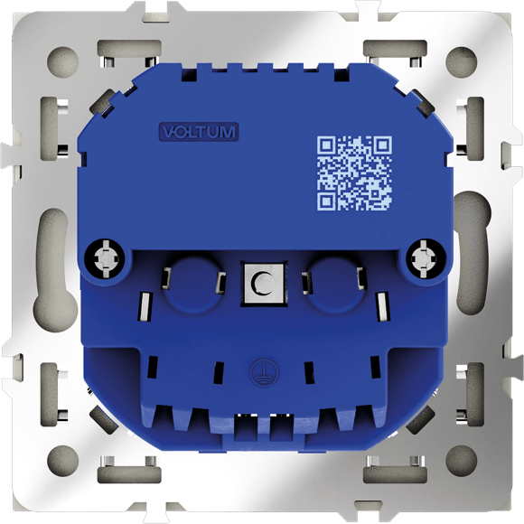Розетка встраиваемая VOLTUM S70 с заземлением и защитными шторками, 16А, с USB, A+С, (сталь)