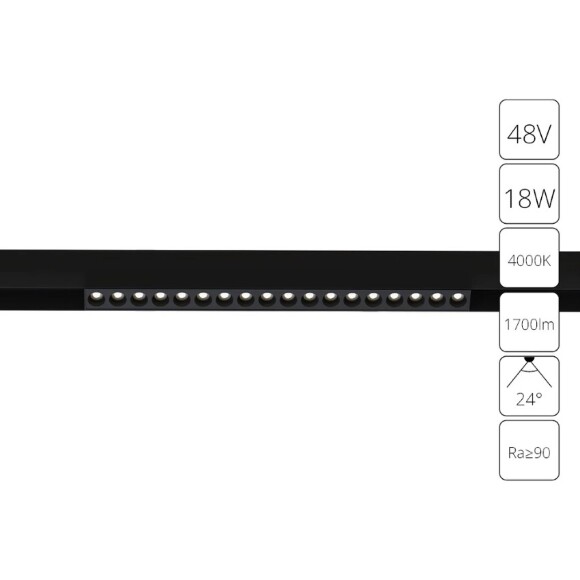 A4665PL-1BK Трековый магнитный светодиодный светильник Arte Lamp Linea 2.0 CRI90+ 4000К 1700Лм 24° 18Вт