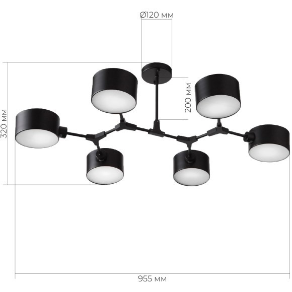 SLE183402-06 Светильник потолочный Черный/Черный E14 6*60W GIMENTO