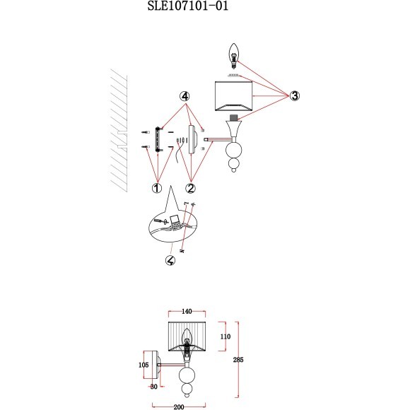 SLE107101-01 Светильник настенный Хром/Серебристый E14 1*40W PAZIONE