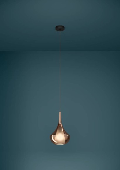 390438 ALMOSTER Подвесной светильник с 1 лампой E27, 28Вт, сталь черный, стекло медный