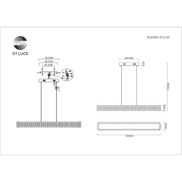 SL6203.413.42 Люстра подвесная ST-Luce Черный/Белый LED 1*42W 3000K ESTENSE