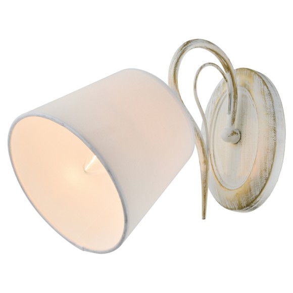 SY0608 Lussole STAMFORD Белое настенное бра, металлическое основание, тканевый плафон, E14, 1×40 Вт, IP20