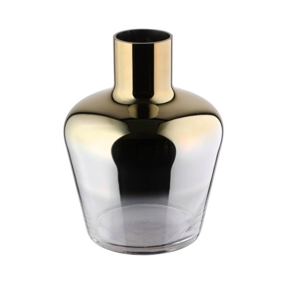 421368 SAMUNTAI Декоративная ваза H320, ø250, стекло, прозрачный, золотой, зеркальный