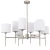 Arte Lamp DEBORA A4108LM-8SS Потолочная люстра на штанге, 8 плафонов, основание никелевый металл, плафоны текстильные белые, лампы E14 8шт до 40Вт IP20 подключение 220В, макс. высота 71см, возможно укоротить на 20см