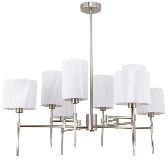 Arte Lamp DEBORA A4108LM-8SS Потолочная люстра на штанге, 8 плафонов, основание никелевый металл, плафоны текстильные белые, лампы E14 8шт до 40Вт IP20 подключение 220В, макс. высота 71см, возможно укоротить на 20см Arte Lamp DEBORA A4108LM-8SS Потолочная люстра на штанге, 8 плафонов, основание никелевый металл, плафоны текстильные белые, лампы E14 8шт до 40Вт IP20 подключение 220В, макс. высота 71см, возможно укоротить на 20см
