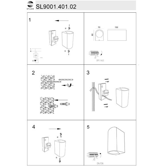 SL9001.401.02 ST Luce BORGO Уличный настенный светильник, GU10,2х5W, черный
