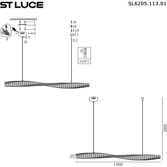 SL6205.113.01 Светильник подвесной ST-Luce Хром/Прозрачный LED 1*21W 4000K ELICA