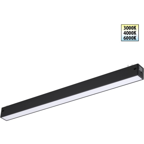359938 Черный трековый линейный светильник 44см с перекл. цв. темп. 3000;4000;6000К (токопроводящий) 220В 24Вт 120° 1440Лм CRI90 Novotech VECTOR