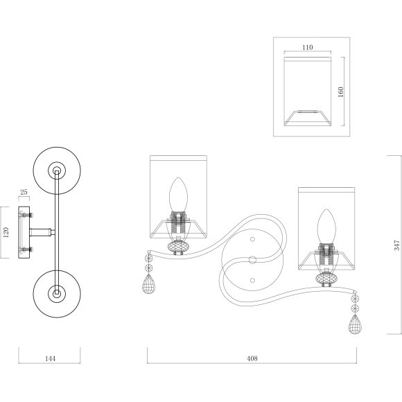 Бра Freya FR2300-WL-02-BZ Faust под лампы 2xE14 40W