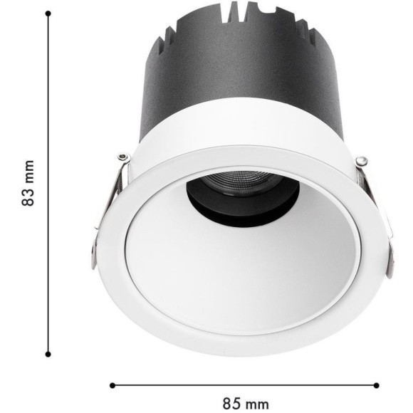4784-1C Встраиваемый светодиодный светильник с доп. рамкой под штукатурку, белый, 9Вт 585Лм 3000;4000;6000K CRI90+ 45° IP20