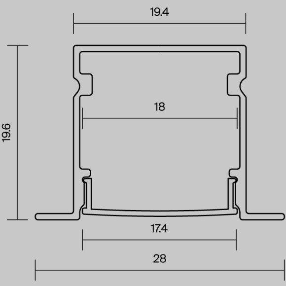 632017 Алюминиевый встраиваемый в ГКЛ 2м профиль для светодиодной ленты шириной до 15 мм, 27x20мм, Maytoni ALM-2720-S-2M