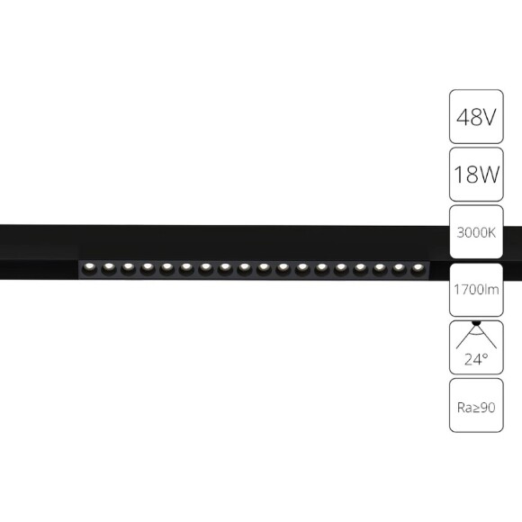 A4675PL-1BK Трековый магнитный светодиодный светильник Arte Lamp Linea 2.0 CRI90+ 3000К 1700Лм 24° 18Вт