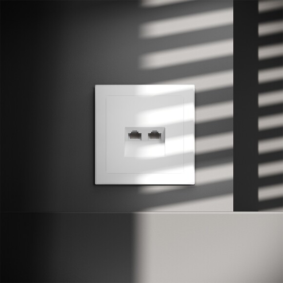 Розетка компьютерная встраиваемая VOLTUM S70 двойная RJ45+RJ45 кат.6, (белый матовый)