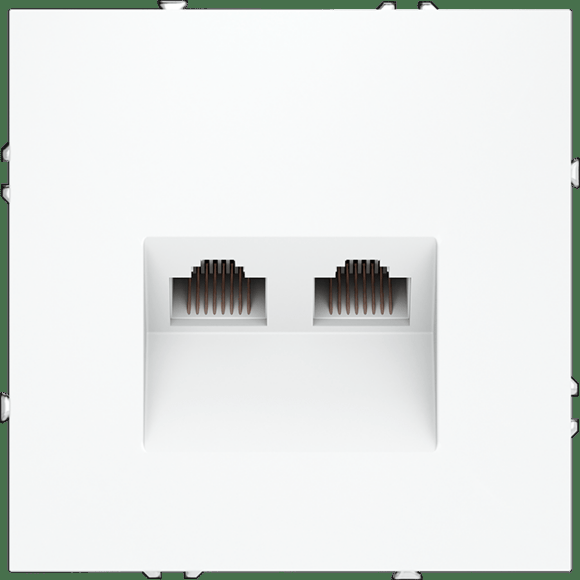 Розетка компьютерная встраиваемая VOLTUM S70 двойная RJ45+RJ45 кат.6, (белый матовый)