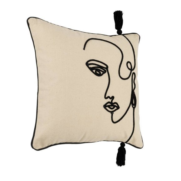 420329 CHEVERY Подушка декоративная 45x45 см, наволочка: хлопок 100%, кремовый/черный, наполнитель: полиэстер 100%