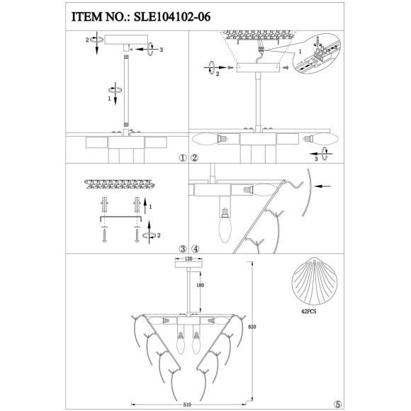 SLE104102-06 Светильник потолочный Хром/Белый E14 6*60W CHILLE