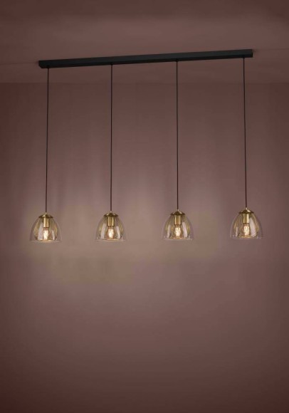 390038 EGLO JAZMINIA Люстра потолочная с 4 лампами E27 160Вт, стекло прозрачное, латунь