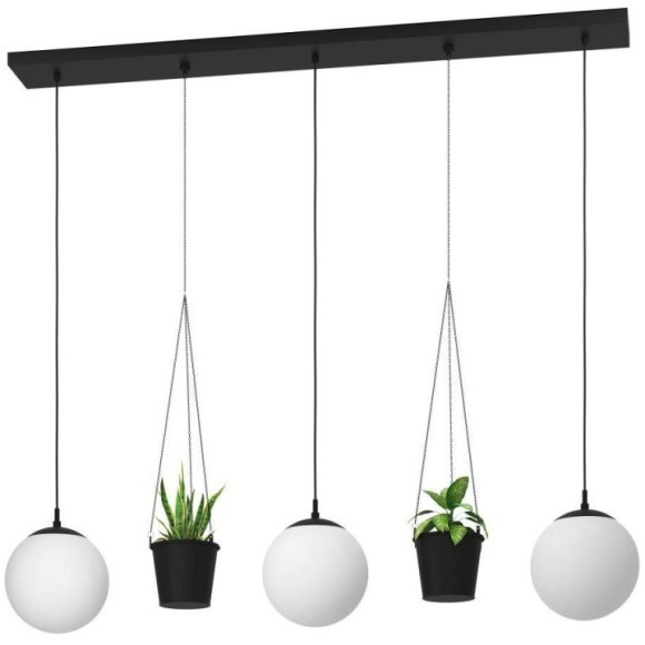 900512 Подвесной потолочный светильник RONDO 3, 3x40W, E27, L1210, B200, H1100, сталь, черный/матовое опаловое стекло, белый