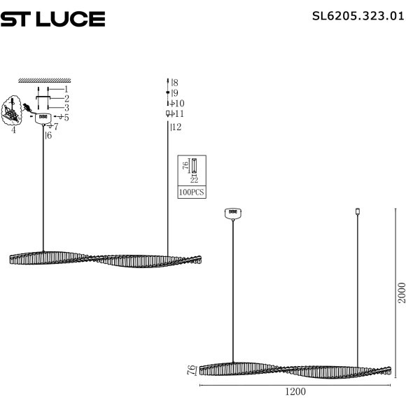 SL6205.323.01 Светильник подвесной ST-Luce Латунь/Прозрачный LED 1*25W 4000K ELICA