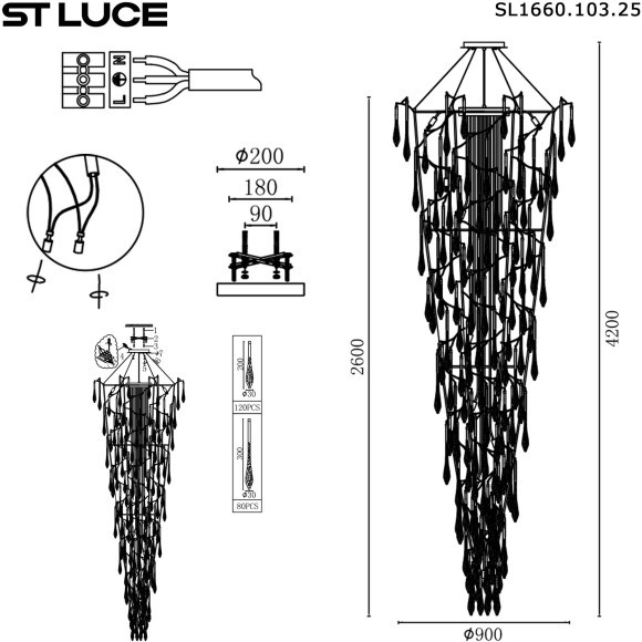 SL1660.103.25 Светильник подвесной ST-Luce Хром/Хром, Прозрачный G9 25*5W 4000K TEARDROPS