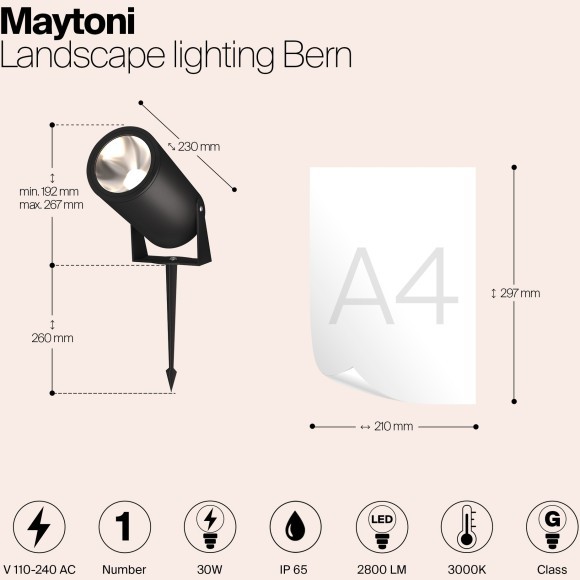 Ландшафтный светильник Outdoor O050FL-L30GF3K Ландшафтный светильник Outdoor O050FL-L30GF3K