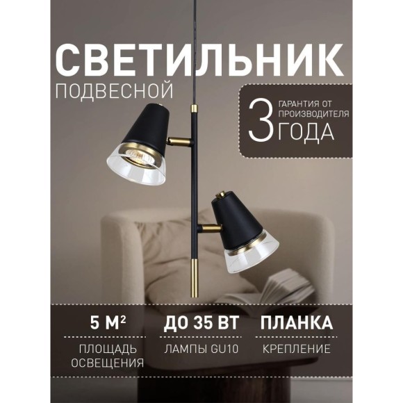 4618-2P, подвес, D290xH425/1600, 2xGU10x35W, excluded