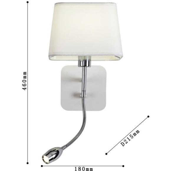 Настенный светильник на гибкой ножке Favourite 1687-2W Baumwolle под лампу 1xE14 40W Настенный светильник на гибкой ножке Favourite 1687-2W Baumwolle под лампу 1xE14 40W