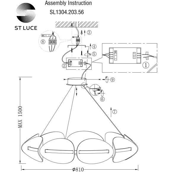 SL1304.203.56 Люстра подвесная ST-Luce Золотистый/Белый LED 1*56W 3000K ETOILE