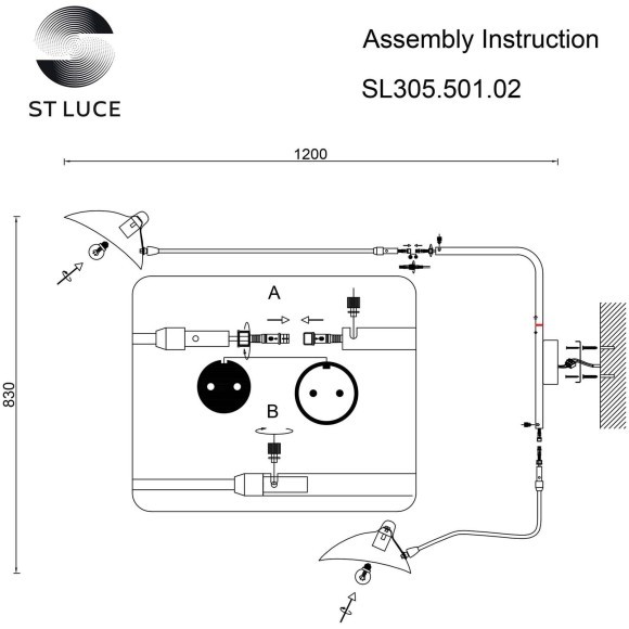 SL305.501.02 Светильник настенный ST-Luce Белый/Белый E27 2*60W SPRUZZO