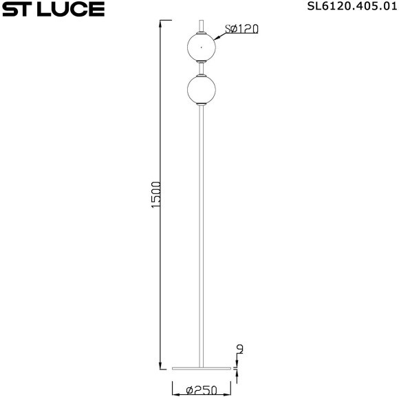 SL6120.405.01 Светильник напольный ST-Luce Черный/Прозрачное кракелированное стекло LED 2*8,5W 3000K PEEK SL6120.405.01 Светильник напольный ST-Luce Черный/Прозрачное кракелированное стекло LED 2*8,5W 3000K PEEK