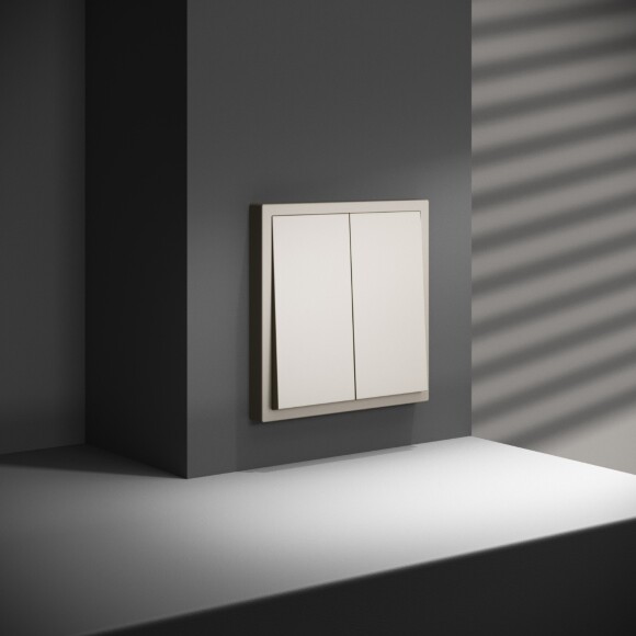 Перекрестный переключатель встраиваемый VOLTUM S70 двухклавишный 10А, (кашемир)