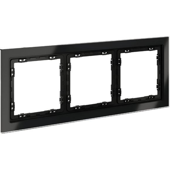 Рамка стеклянная VOLTUM S70 на 3 поста, (черный,стекло)