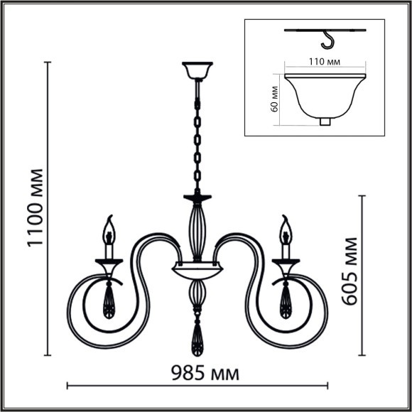 8032/10 CLASSI LN24 хром, металл/хрусталь Люстра подвесная Е14 10*40W 220V LAOKA