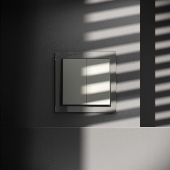 Выключатель встраиваемый VOLTUM S70 двухклавишный 10А, (сталь)