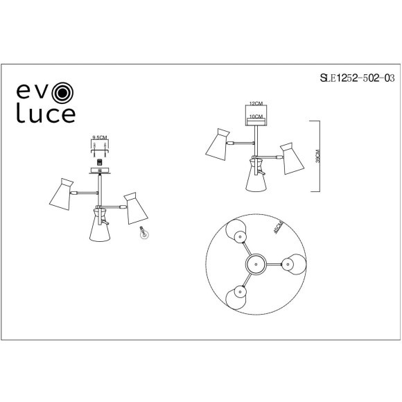 SLE1252-502-03 Светильник потолочный Белый, Золотистый/Белый, Дерево E27 3*60W ALFEO