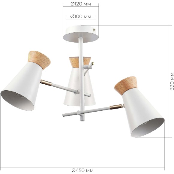 SLE1252-502-03 Светильник потолочный Белый, Золотистый/Белый, Дерево E27 3*60W ALFEO