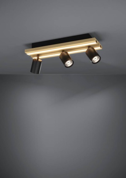 390523 EGLO GESTEIRA Светодиодный настенно-потолочный светильник 23Вт 1900Лм 3000K сталь дерево черный коричневый