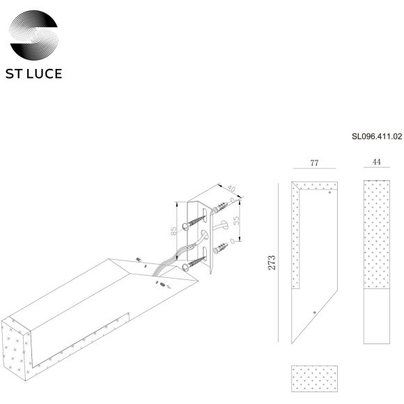 SL096.411.02 Светильник уличный настенный ST-Luce Черный/Белый LED 1*6W 4000K POSTO