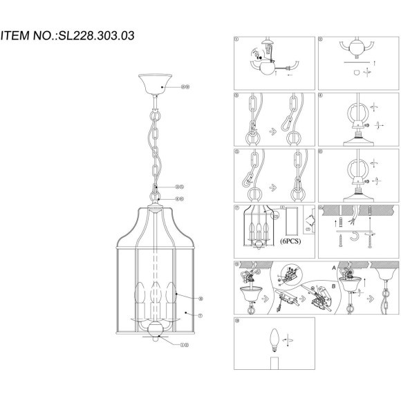 SL228.303.03 Люстра подвесная ST-Luce Бронза/Прозрачный E14 3*40W TERSO
