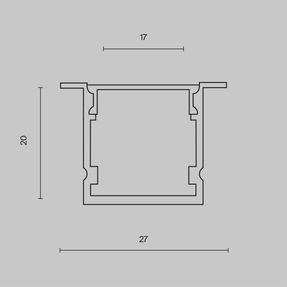 Алюминиевый профиль встраиваемый 27x20 ALM-2720-S-2M