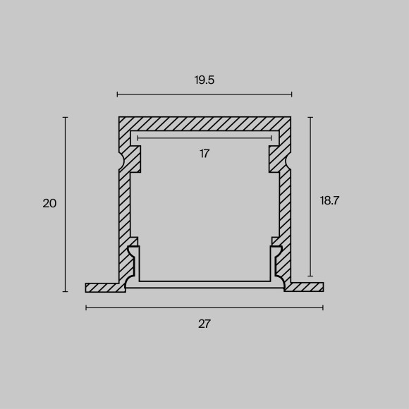 Алюминиевый профиль встраиваемый 27x20 ALM-2720-S-2M
