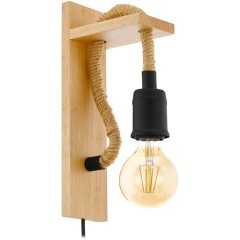 43197 Бра RAMPSIDE, 1х28W(E27), L80, H300, A135, сталь, дерево, канатные веревки, черный, коричневый 43197 Бра RAMPSIDE, 1х28W(E27), L80, H300, A135, сталь, дерево, канатные веревки, черный, коричневый
