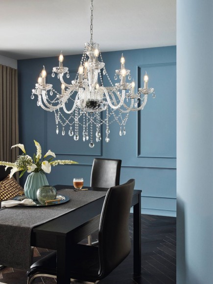 39102 BASILANO BASILANO 1 Люстра потолочная с 12 лампами E14, 480Вт, хромированный, стекло, классика