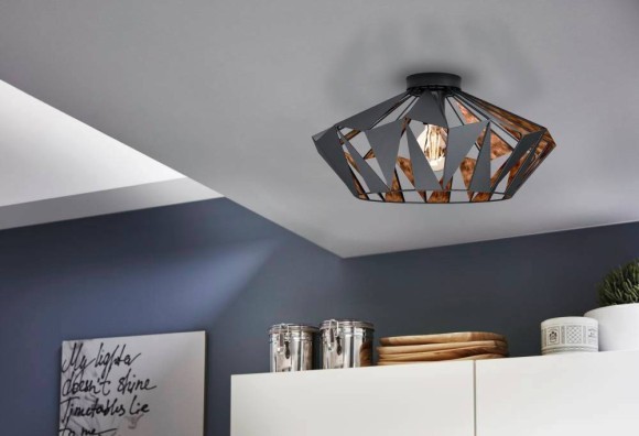 43399 Потол. светильник CARLTON 6, 1х60W(E27), ?470, H235, сталь, черный, медь 43399 Потол. светильник CARLTON 6, 1х60W(E27), ?470, H235, сталь, черный, медь