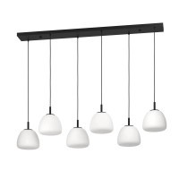 390203 BALMES Люстра потолочная с шестью лампами E27, черный металл, белое стекло