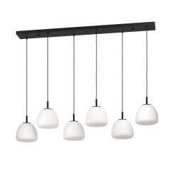390203 BALMES Люстра потолочная с шестью лампами E27, черный металл, белое стекло
